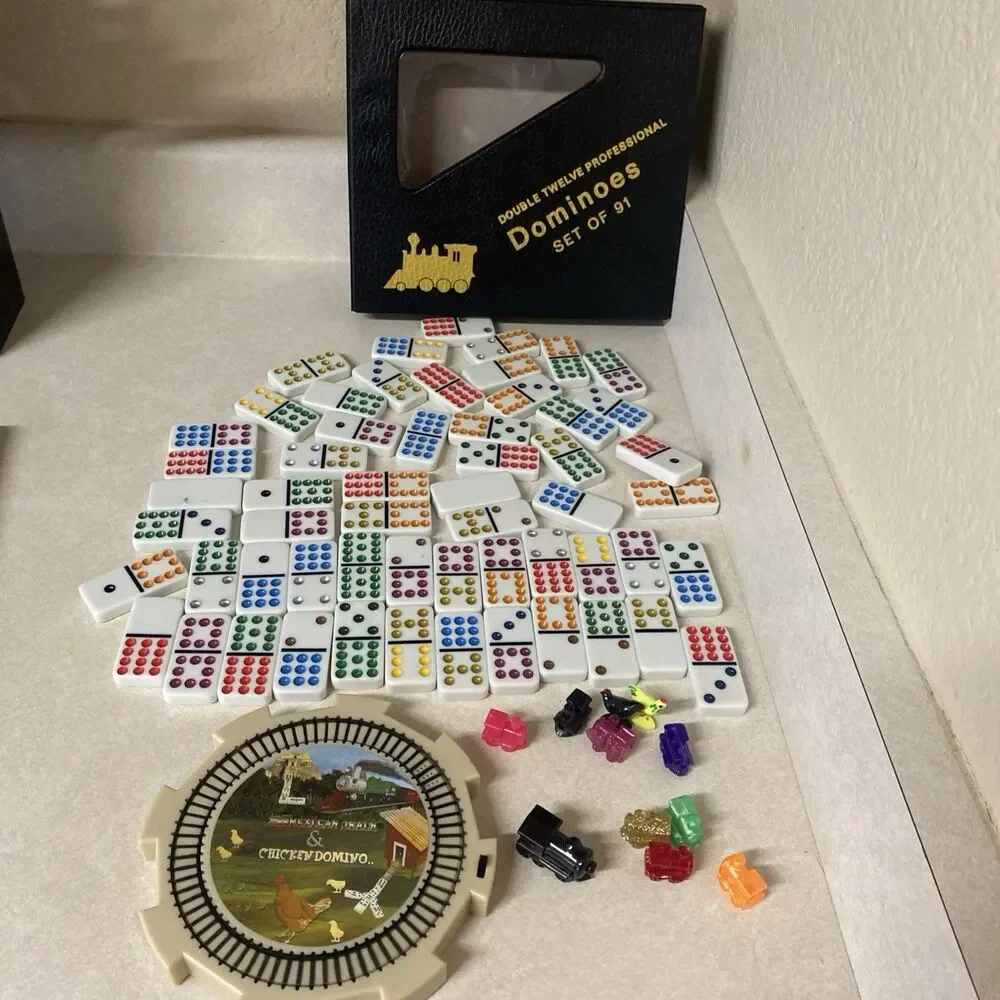 Double 12 Numeral Tiles 2-in-1 Mexican Train Set in Alum Case by CHH TTT